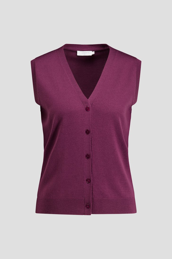 Productfoto 1 van Bordeaux wollen mouwloze cardigan door Liberty Island voor Dames
