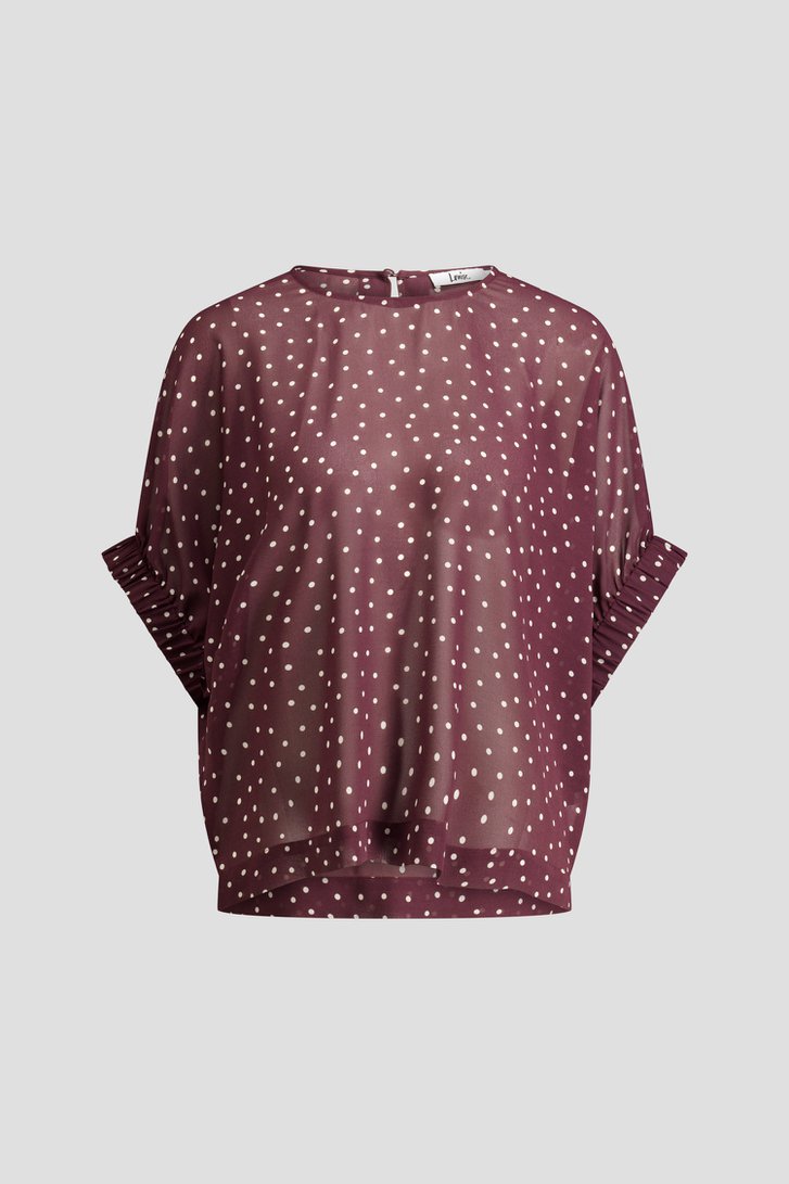 Productfoto 1 van Bordeauxbruine blouse met polkadots door Louise voor Dames