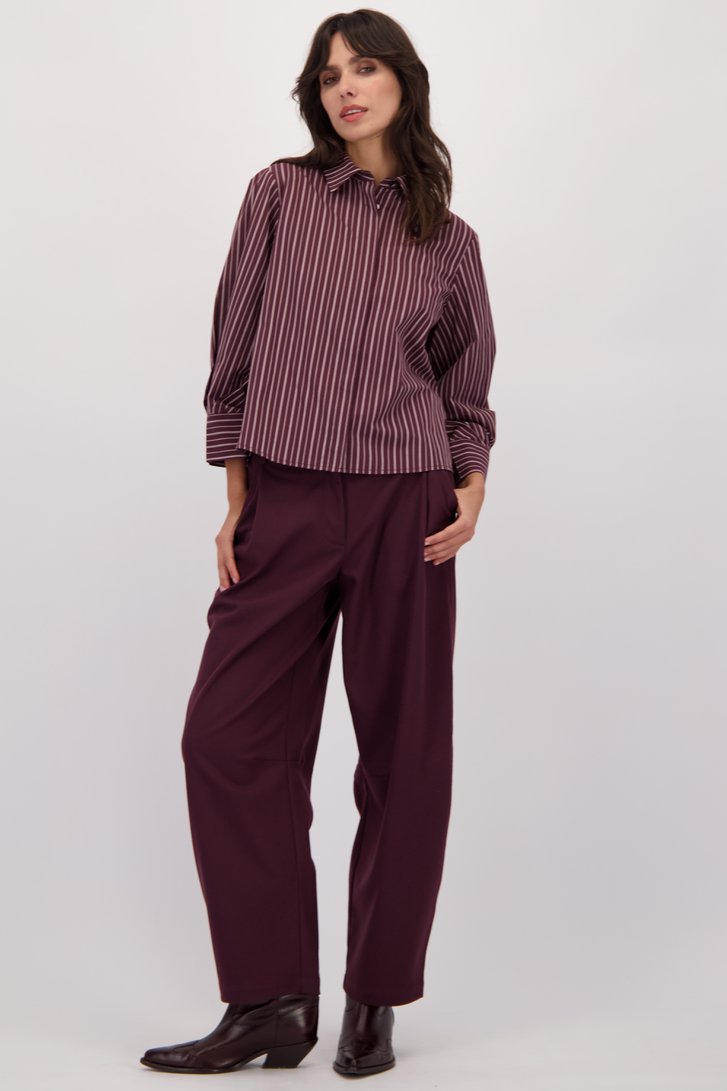 Voorkant van Bordeauxbruine broek met elastische taille door Louise voor Dames