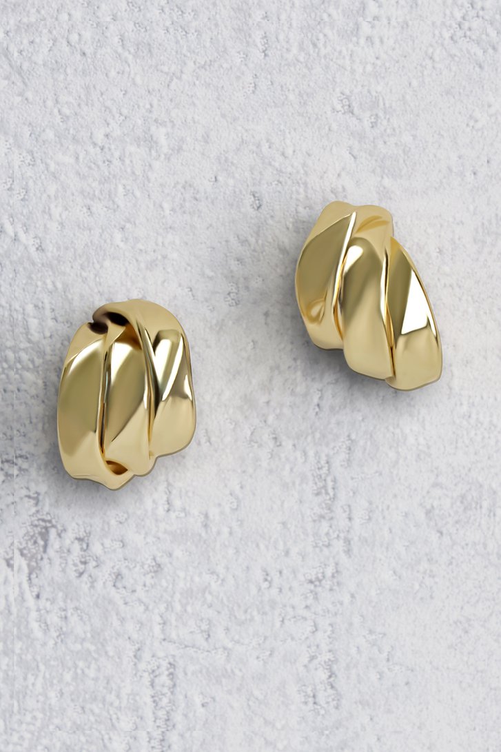 Le devant de Boucles d’oreilles dorées à trois anneaux de Liberty Island pour Femmes