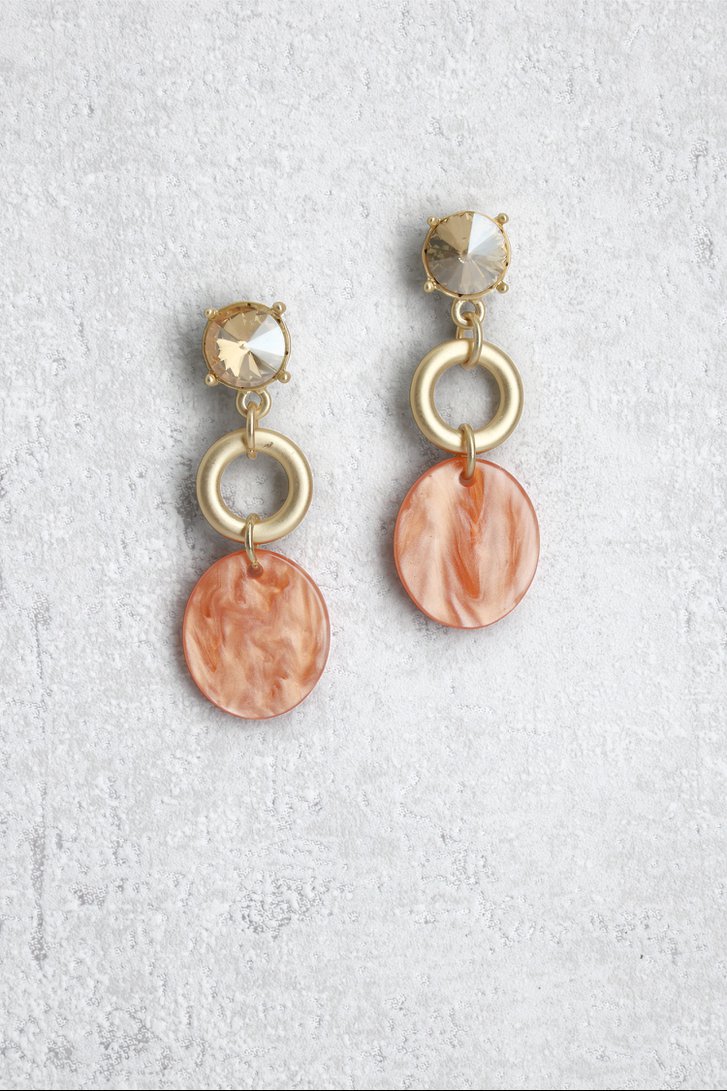 Le devant de Boucles d’oreilles dorées avec pendentif orange de Liberty Island pour Femmes