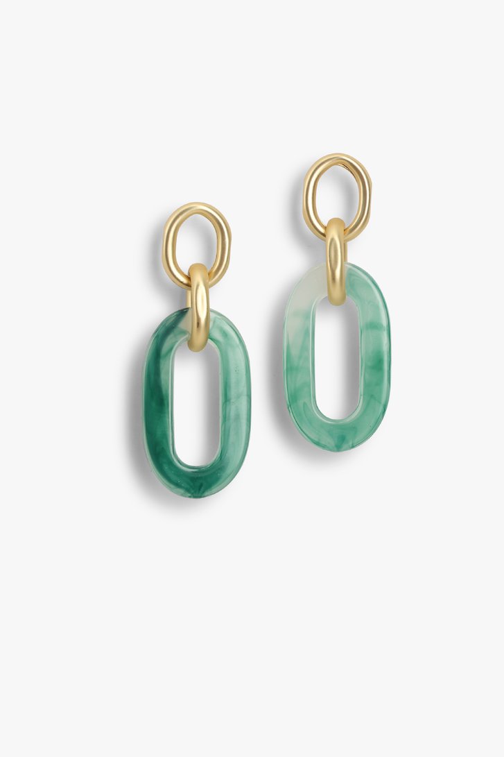 Boucles d'oreilles en or et vert avec maillons de Liberty Island pour Femmes