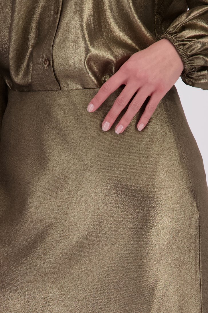 Detail van Bronzen maxirok door D'Auvry voor Dames