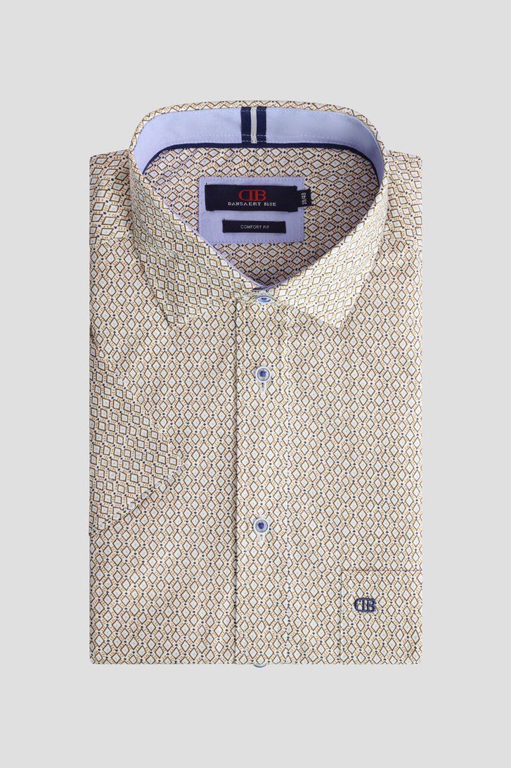 Voorkant van Bruin-beige hemd met print - Comfort fit door Dansaert Blue voor Heren