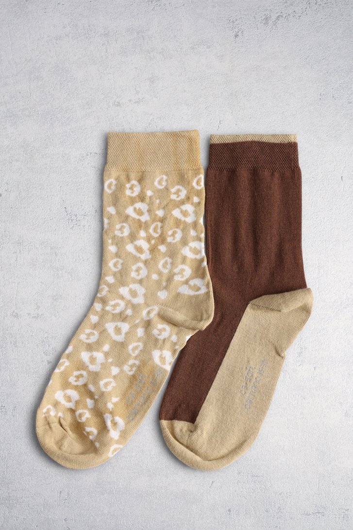 Bruin-beige sokken - 2 paar van Camano voor Dames