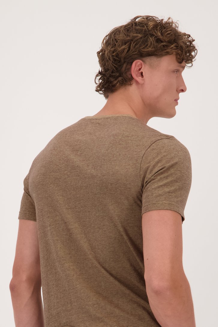 Bruin, fijn gestreept T-shirt  van Casual Five voor Heren