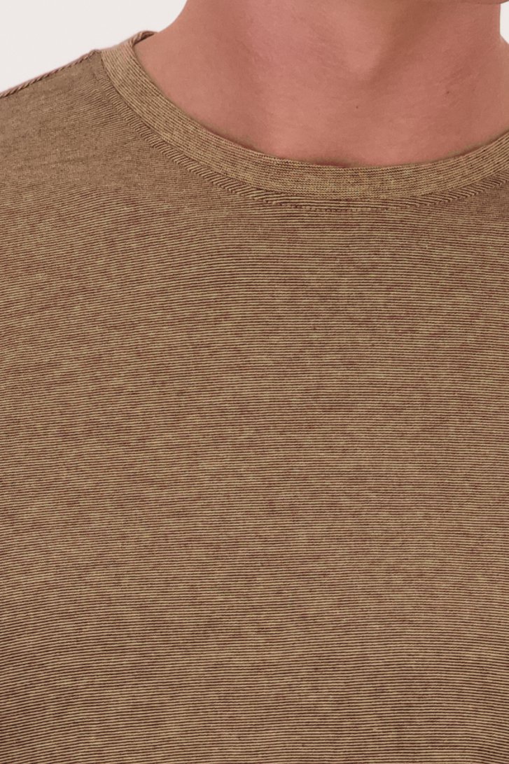 Bruin, fijn gestreept T-shirt  van Casual Five voor Heren