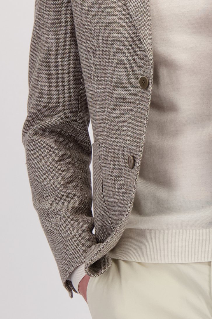 Detail van Bruin gemêleerde blazer met structuur  door Matinique voor Heren