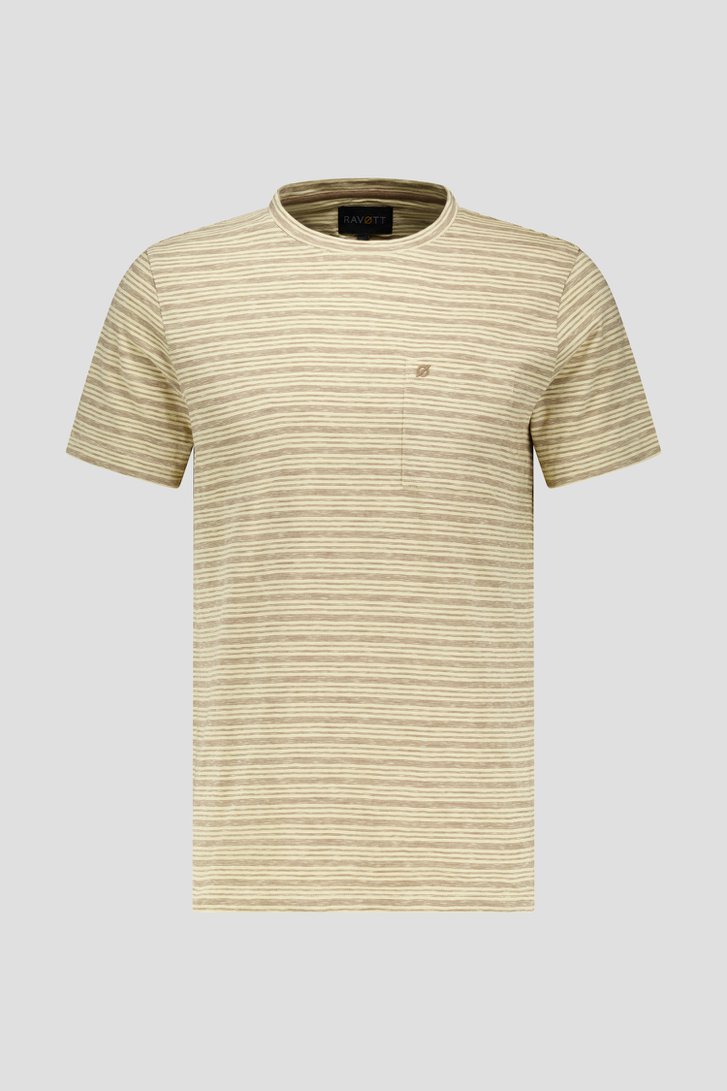 Bruin gestreept T-shirt van Ravøtt voor Heren
