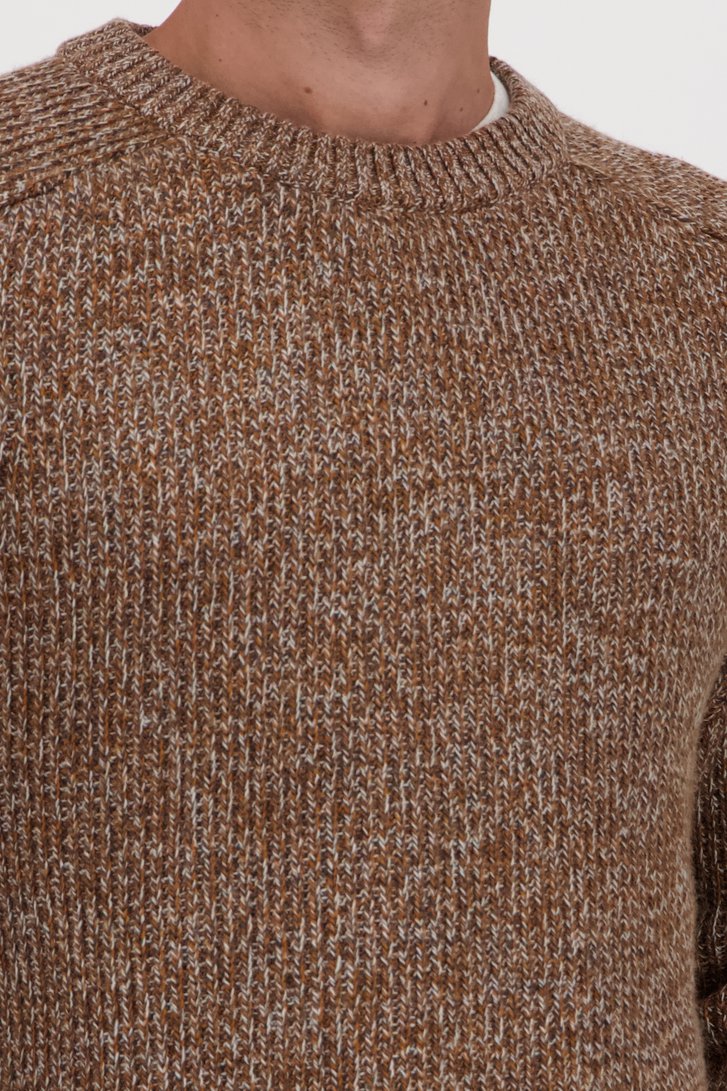 Bruin-grijs gemêleerde trui van Ravøtt voor Heren