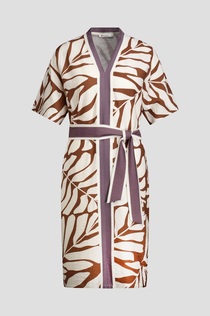 Productfoto 1 van Bruin kleedje met ecru bladerprint door D'Auvry voor Dames