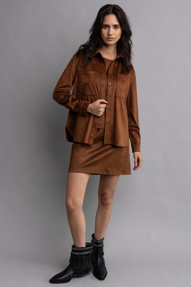 Extra foto 4 van Bruin overshirt in suède look door Louise voor Dames