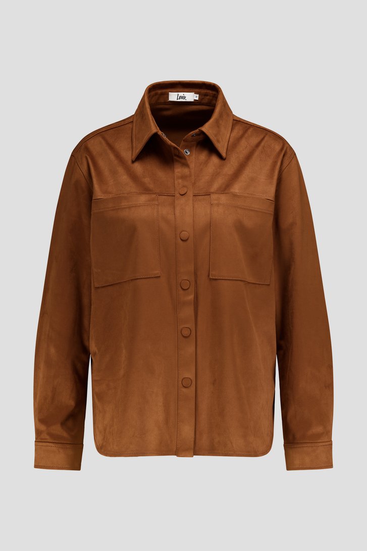 Productfoto 1 van Bruin overshirt in suède look door Louise voor Dames