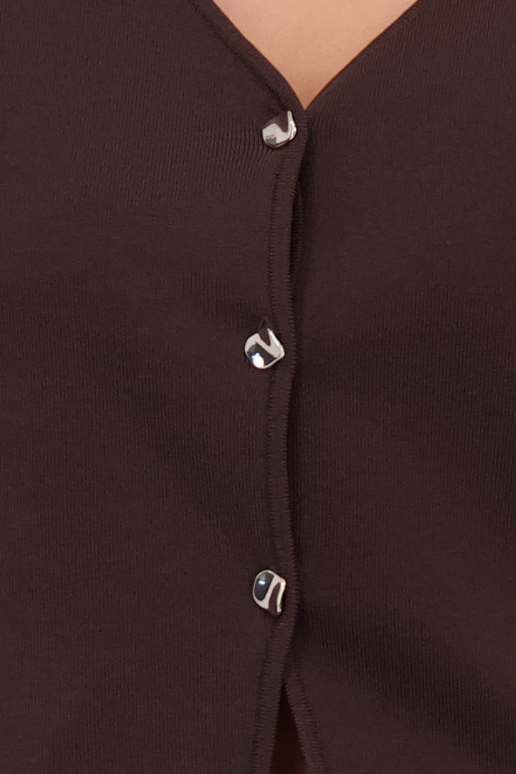 Detail van Bruin truitje met zilveren knopen door JDY voor Dames