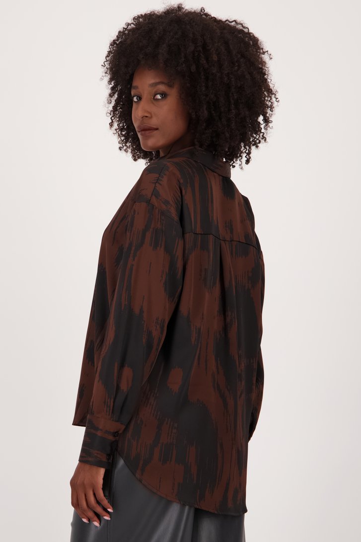 Bruin-zwarte blouse met zijdelook van JDY voor Dames