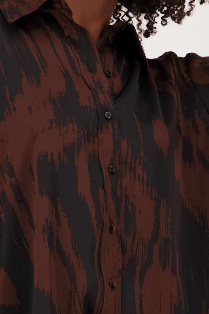 Bruin-zwarte blouse met zijdelook van JDY voor Dames