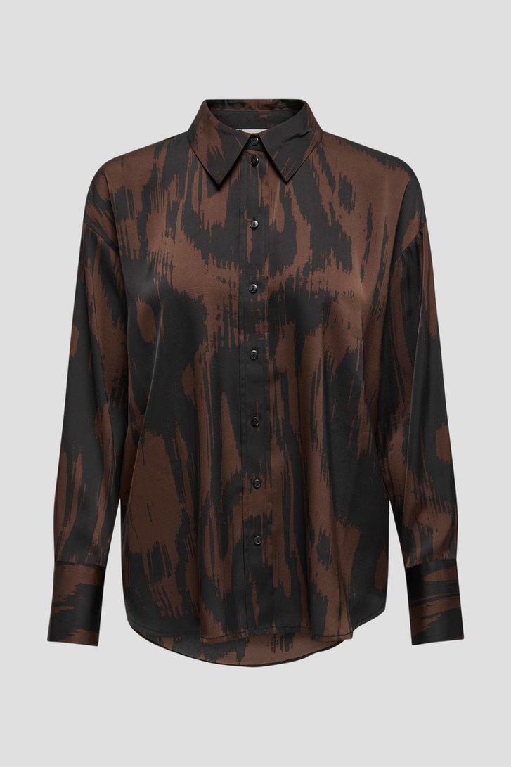 Bruin-zwarte blouse met zijdelook van JDY voor Dames