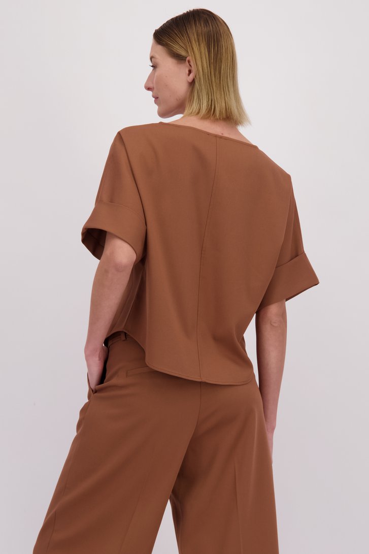 Achterkant van Bruine blouse met 3/4 mouwen door D'Auvry voor Dames