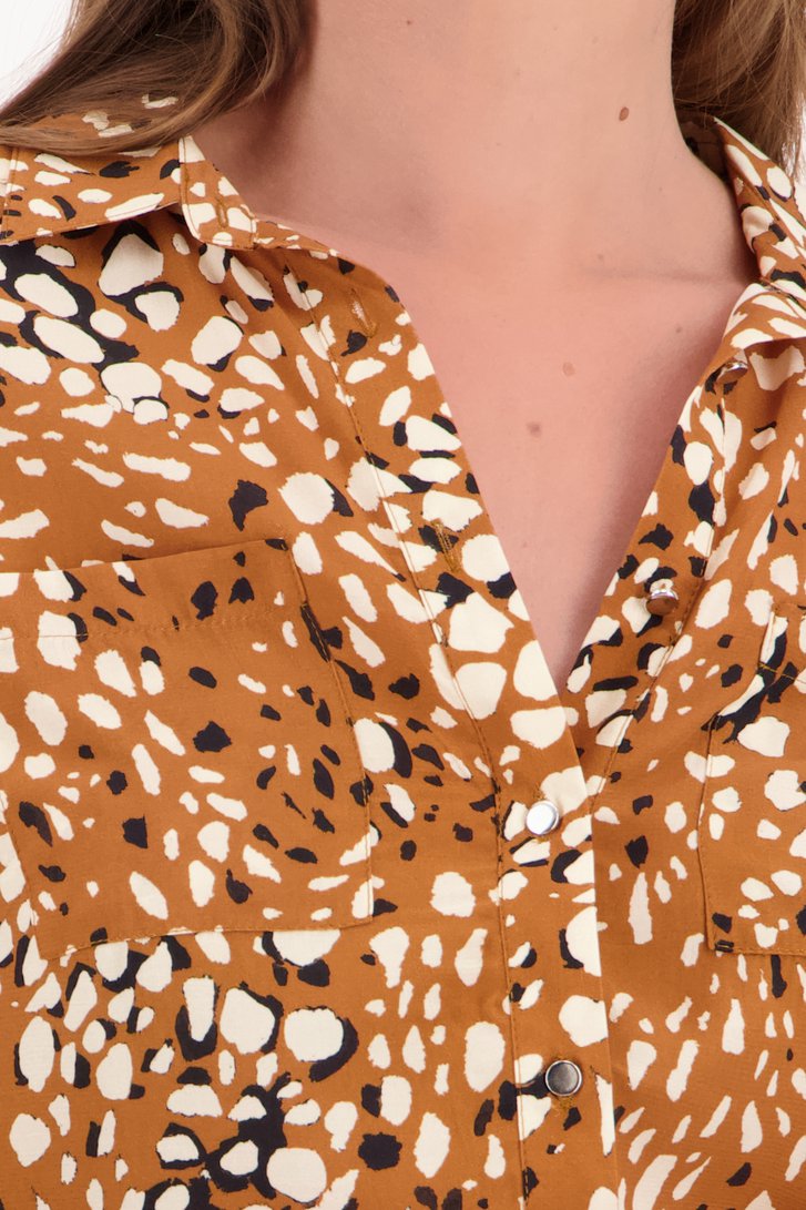Bruine blouse met beige print van Diane Laury voor Dames