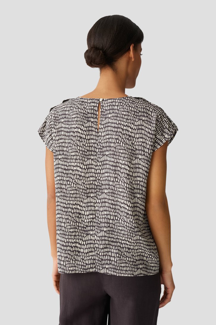 Bruine blouse met lichtbeige print van Opus voor Dames