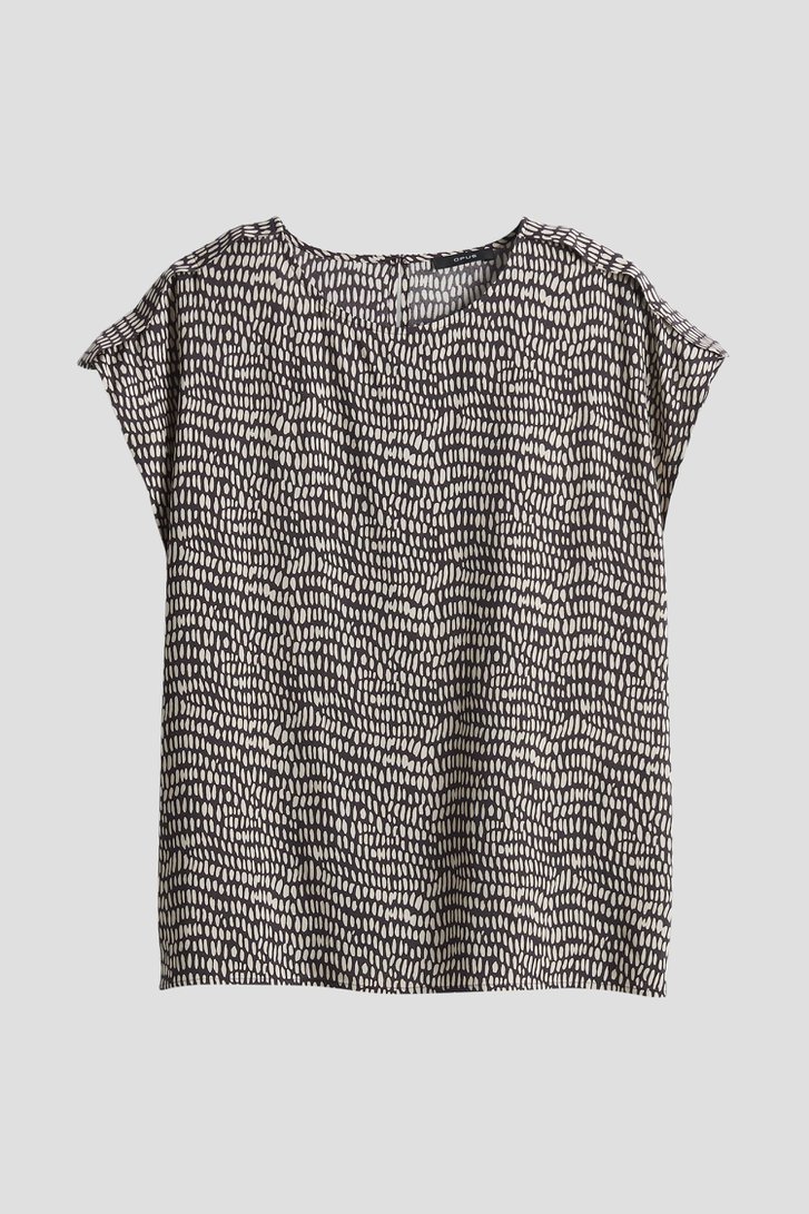 Bruine blouse met lichtbeige print van Opus voor Dames