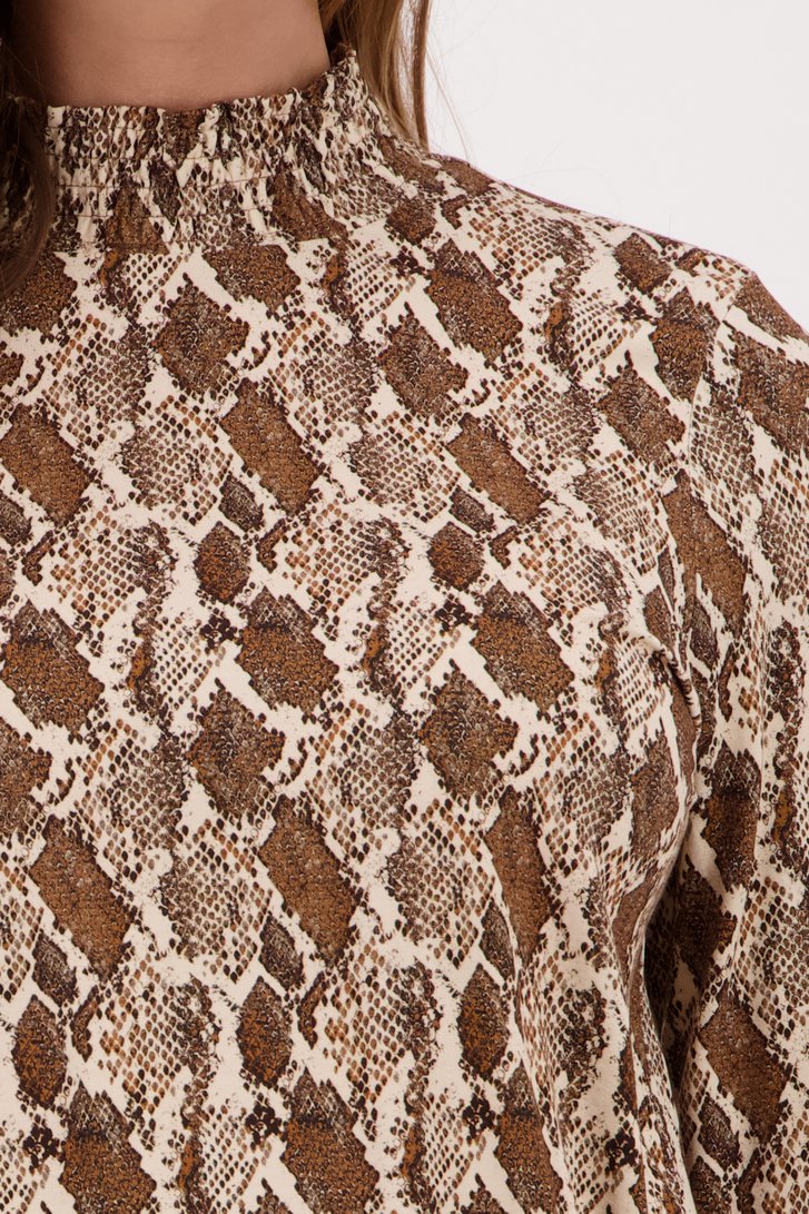 Sceptisch Vet onwetendheid Bruine blouse met slangenprint van Geisha | 9699289 | e5