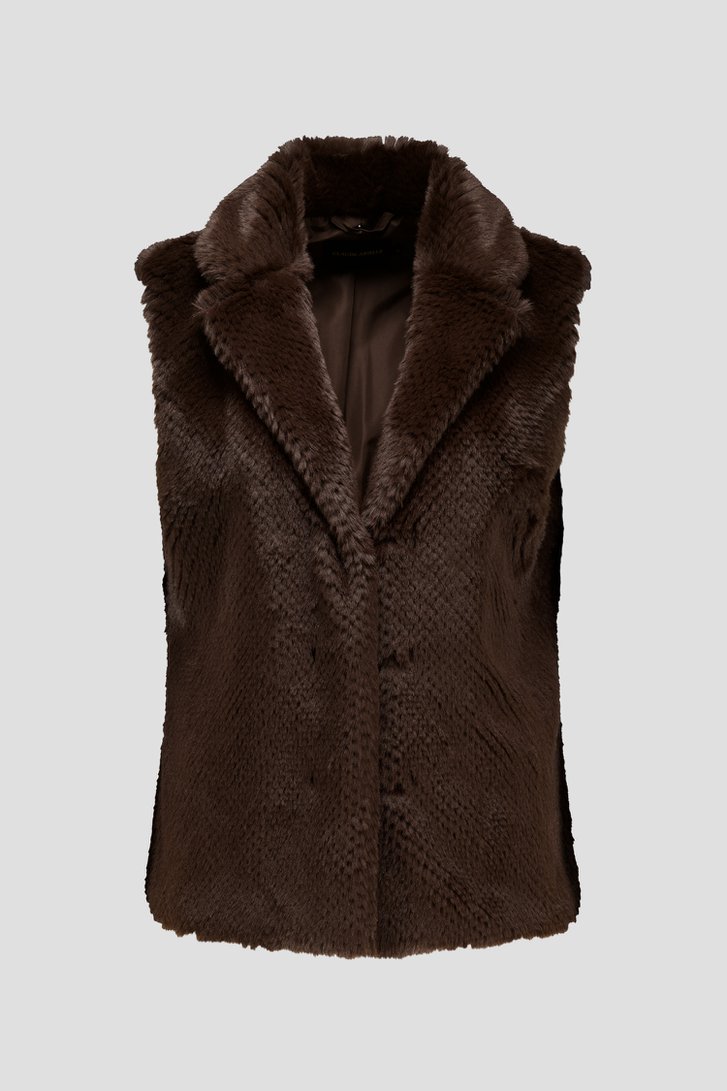Bruine bodywarmer in faux fur van Claude Arielle voor Dames