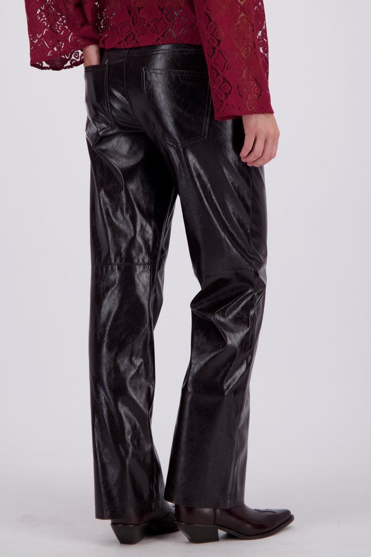 Achterkant van Bruine broek met leather look door JDY voor Dames