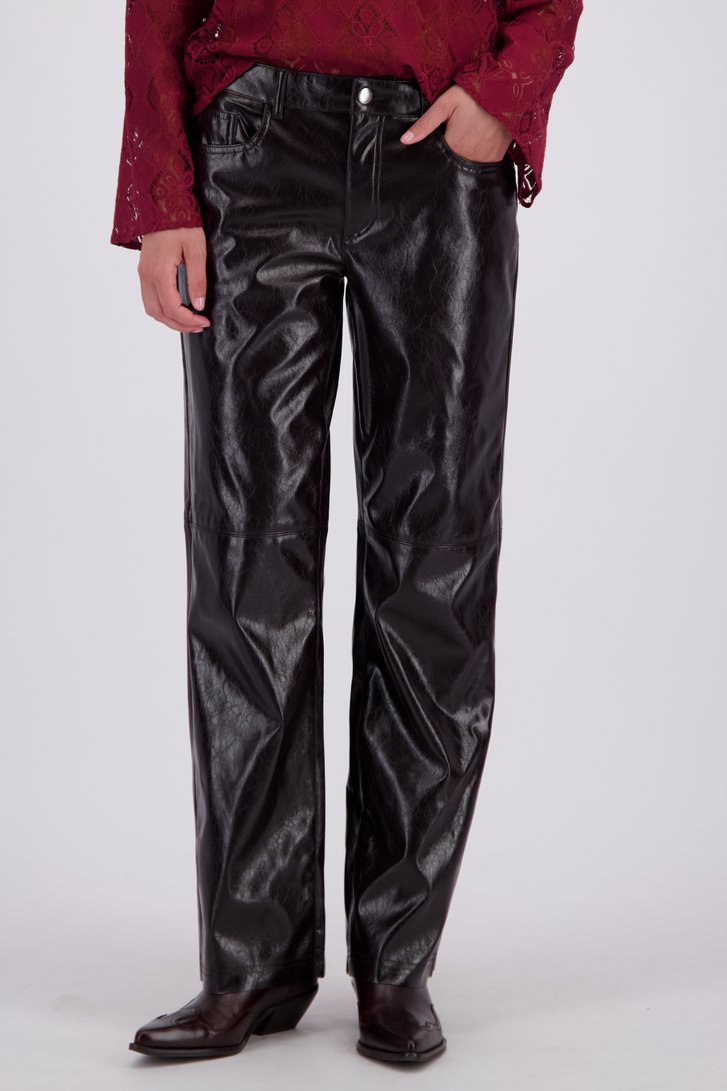 Voorkant van Bruine broek met leather look door JDY voor Dames