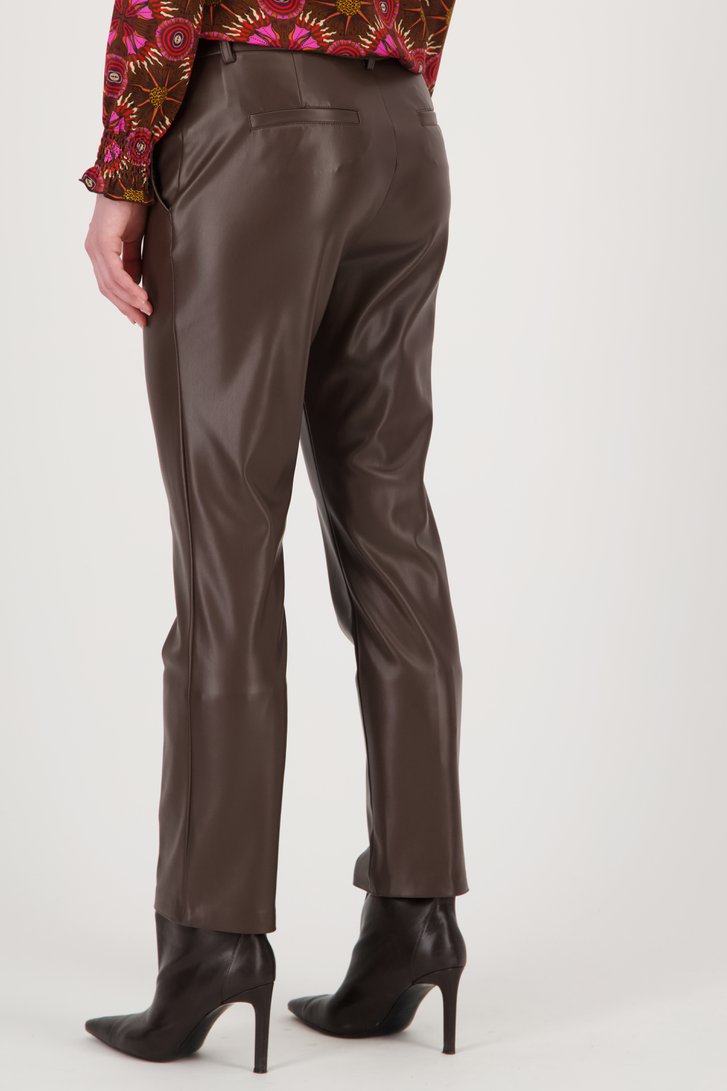 Bruine broek met leather look - Slim fit van Geisha voor Dames