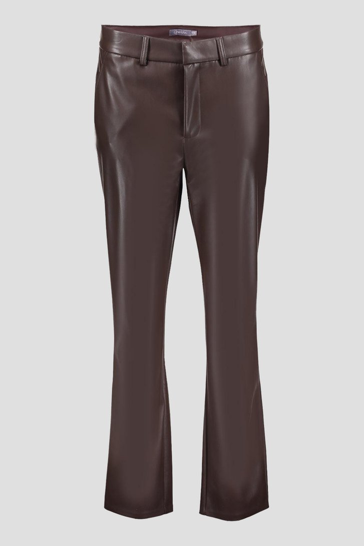 Bruine broek met leather look - Slim fit van Geisha voor Dames