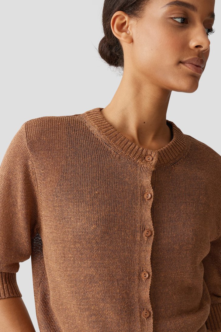 Bruine gebreide cardigan met 3/4 mouwen van Opus voor Dames