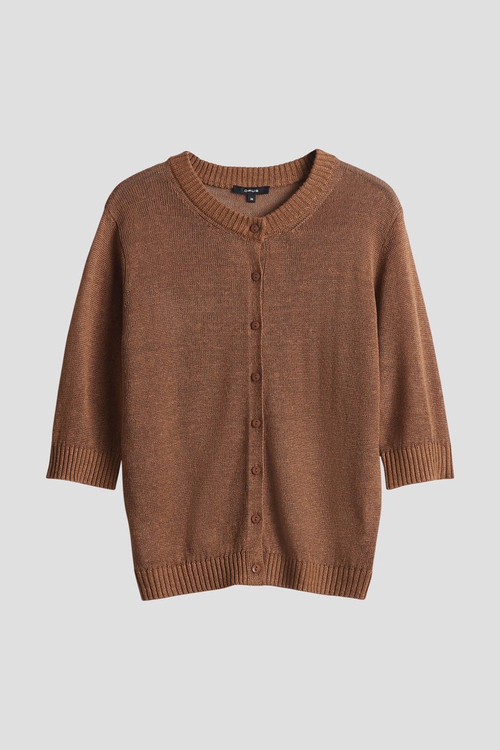 Bruine gebreide cardigan met 3/4 mouwen van Opus voor Dames