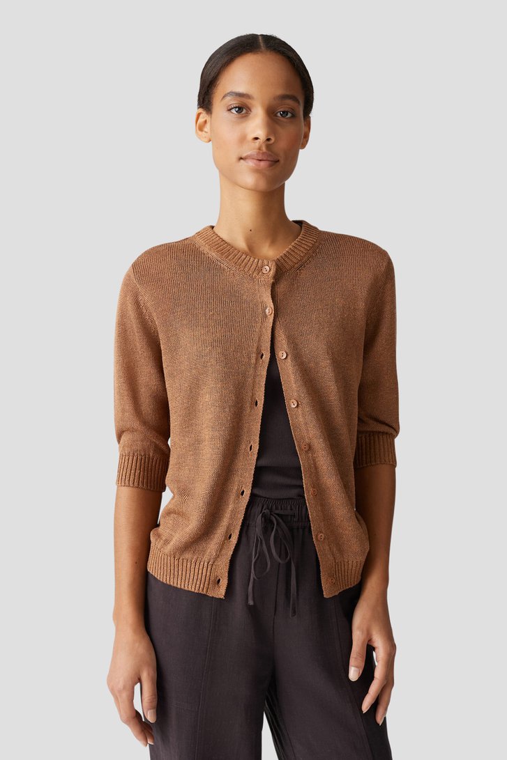 Bruine gebreide cardigan met 3/4 mouwen van Opus voor Dames