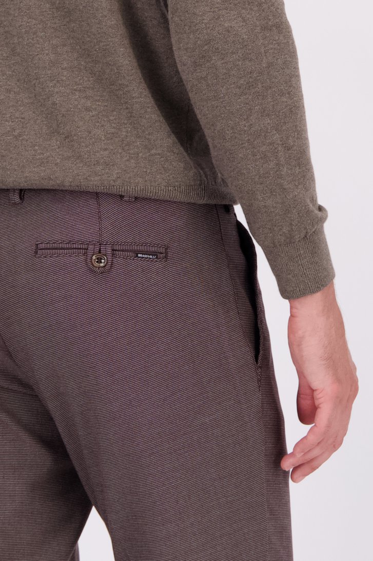 Detail van Bruine gemêleerde chino - Louisiana - Regular fit door Brassville voor Heren