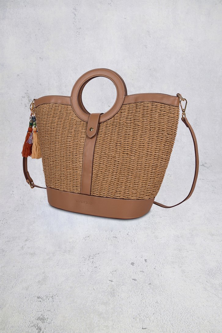 Productfoto 1 van Bruine gevlochten handtas  door Laurent David voor Dames