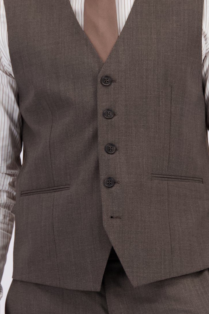Detail van Bruine gilet - slim fit door Dansaert Black voor Heren