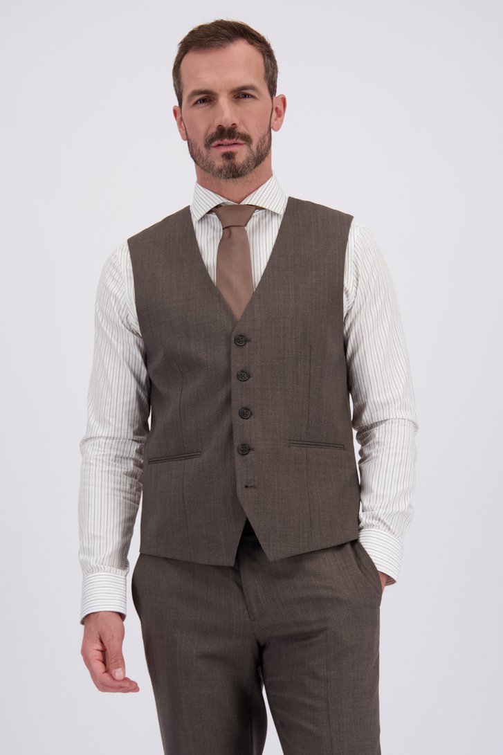 Voorkant van Bruine gilet - slim fit door Dansaert Black voor Heren