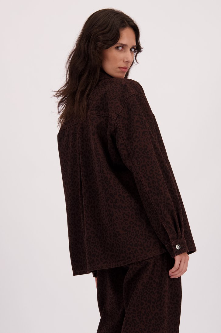 Achterkant van Bruine jeansvest met luipaardprint door Louise voor Dames