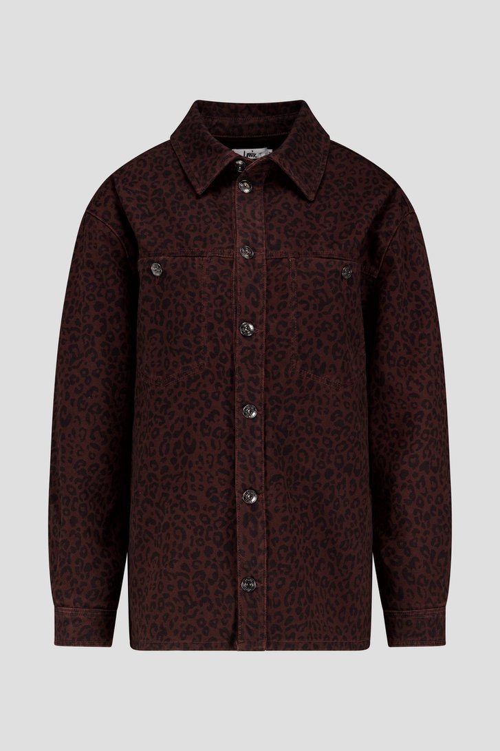 Productfoto 1 van Bruine jeansvest met luipaardprint door Louise voor Dames