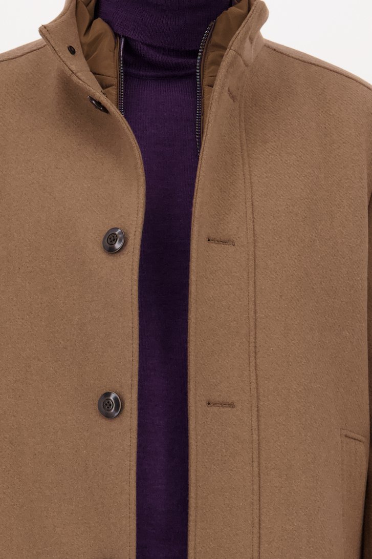 Bruine korte mantel met binnenjas van Upper East voor Heren