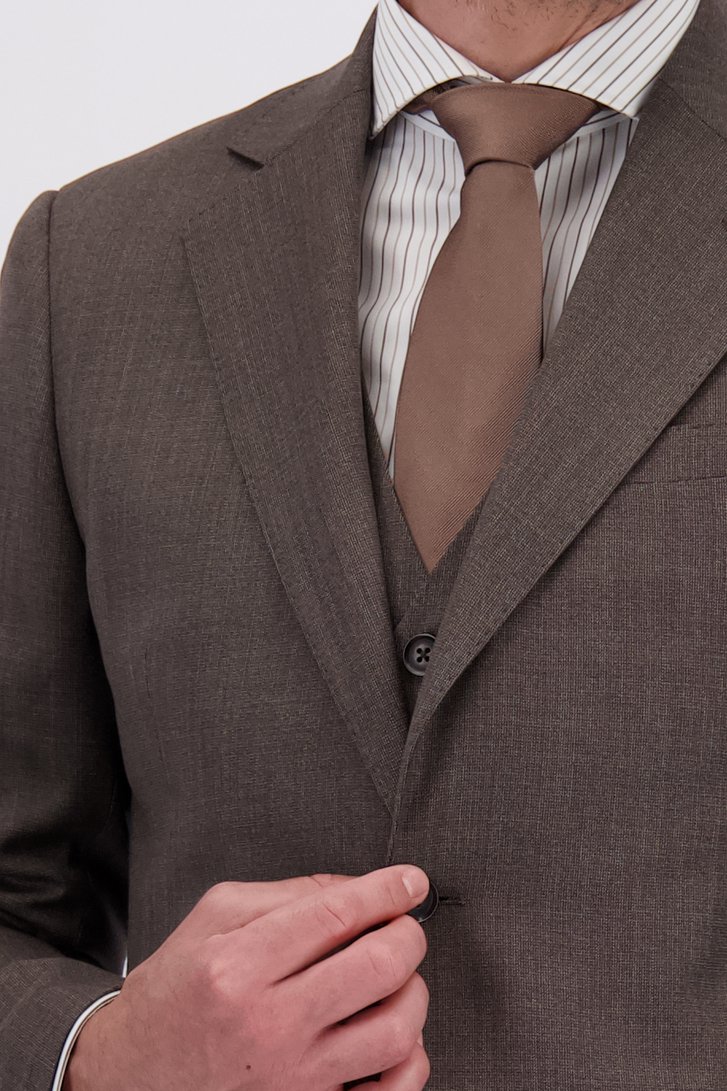 Detail van Bruine kostuumvest - slim fit door Dansaert Black voor Heren