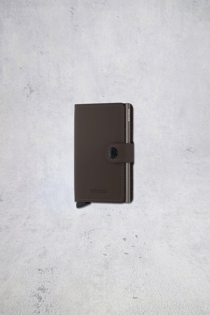 Voorkant van Bruine lederen kaarthouder - Miniwallet matte door Secri voor Heren