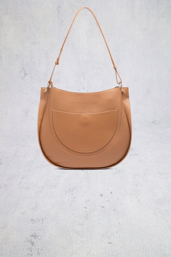 Achterkant van Bruine lederen schoudertas door Crinkles voor Dames