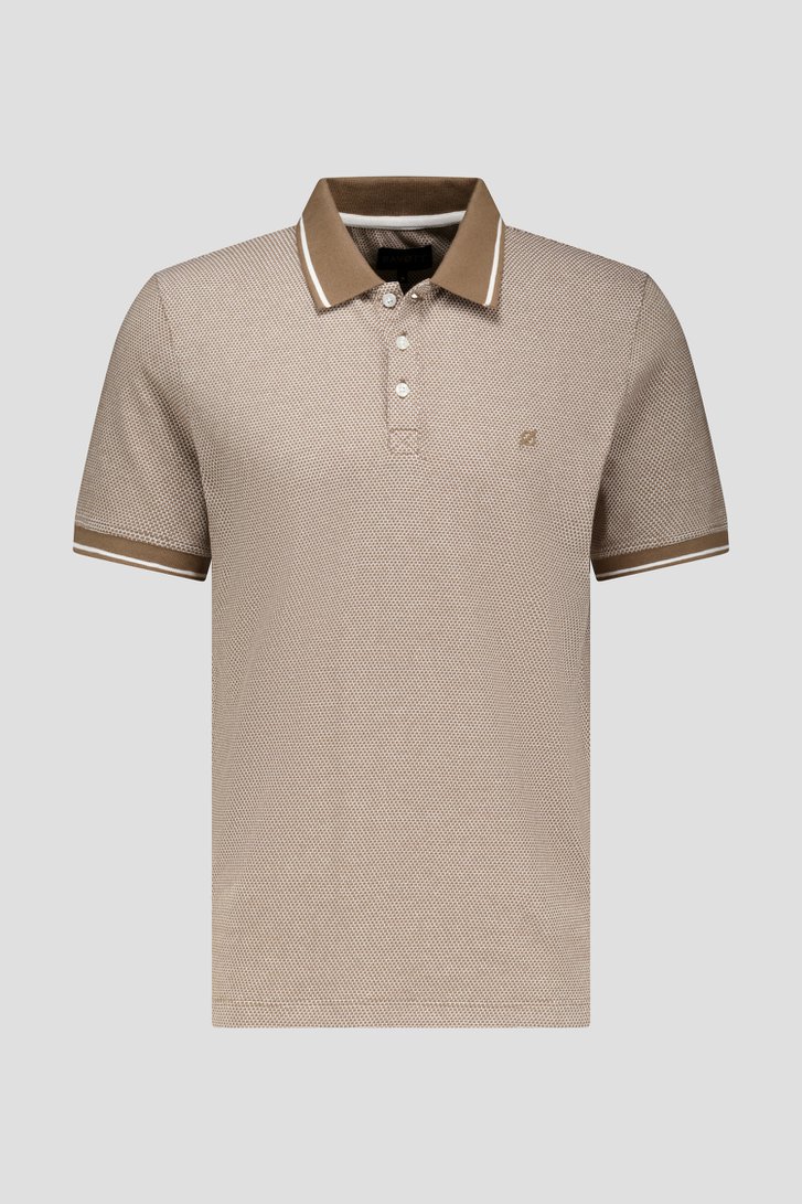 Bruine polo met fijne print in ecru van Ravøtt voor Heren