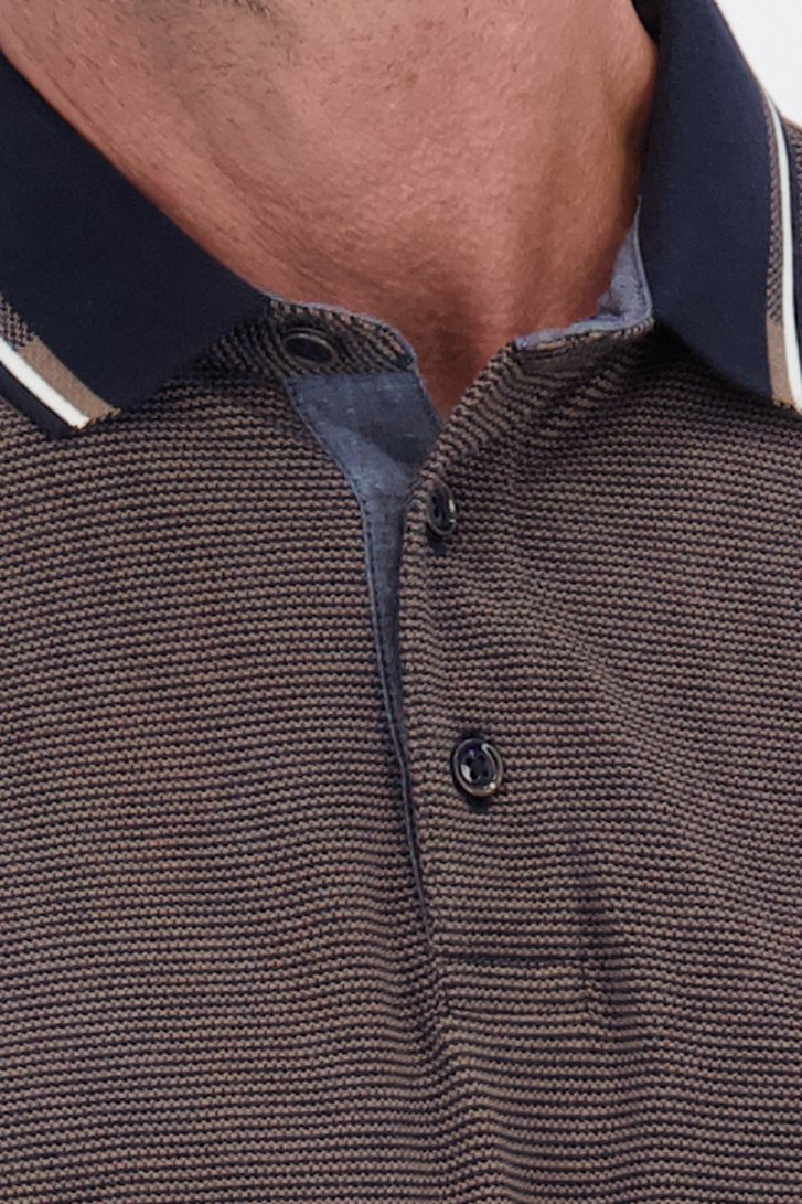 Detail van Bruine polo met lange mouwen door Dansaert Blue voor Heren