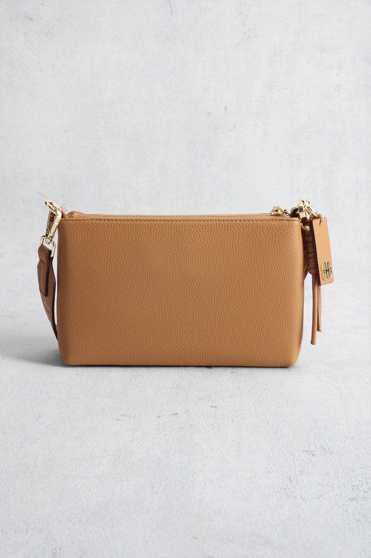 Achterkant van Bruine schoudertas met leather look door Laurent David voor Dames