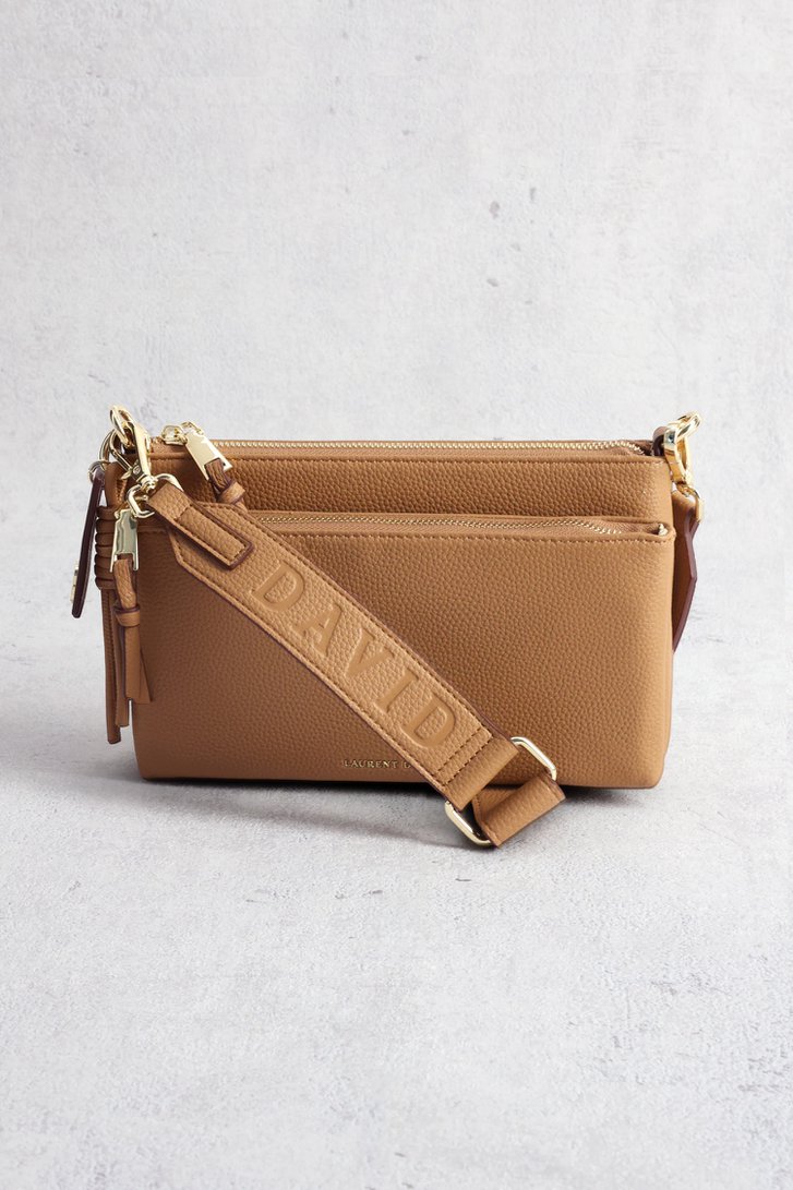 Voorkant van Bruine schoudertas met leather look door Laurent David voor Dames