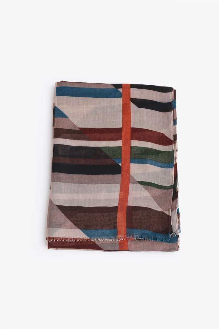 Bruine sjaal met gekleurde print