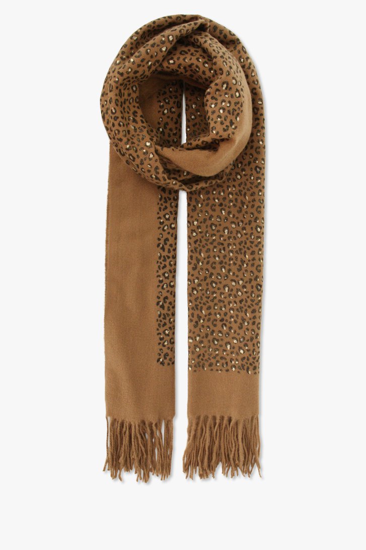 Bruine sjaal met gouden leopard print van Liberty Island voor Dames